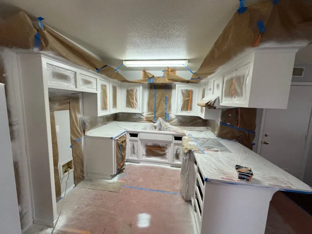 Kitchen Cabinet painting completed with beautiful white color in Bakersfield, CA